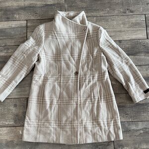 Donna Karan Beige Checkered wool Trench Coat